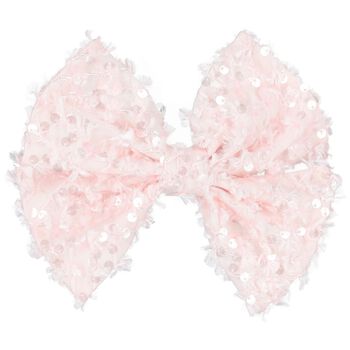 Girls Pink Sequin Bow Hair Clip