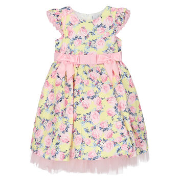 Girls Pink & Yellow Floral Dress