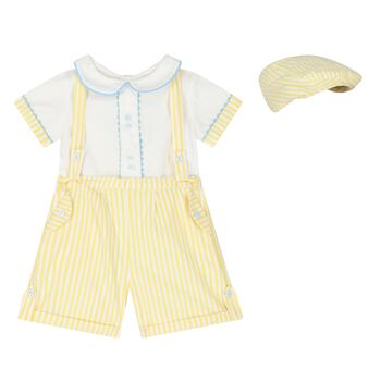 Baby Boys White & Yellow Shorts Set