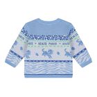 طقم بنطلون اولاد بالشعار باللون الأزرق , 1, hi-res