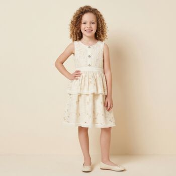 Girls Ivory Floral Cutwork Dress