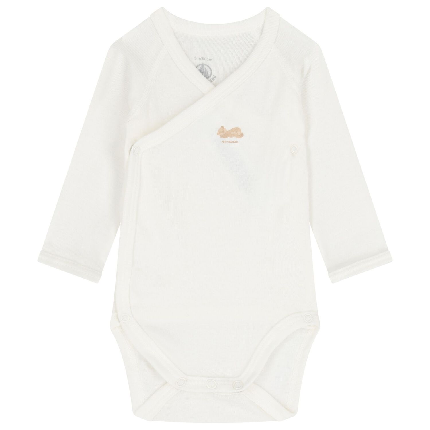 Ivory & Beige Teddy Bear Logo Baby Bodysuit ( 3-Pack ), 1, hi-res