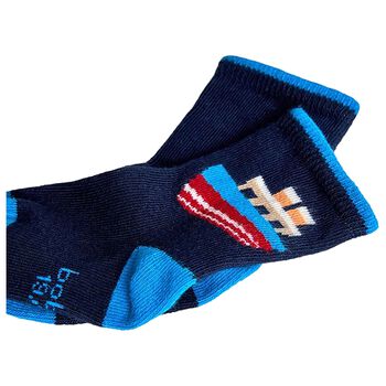 Boys Navy Blue & Red Socks ( 3-Pack )