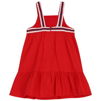 Girls Red Seersucker Dress