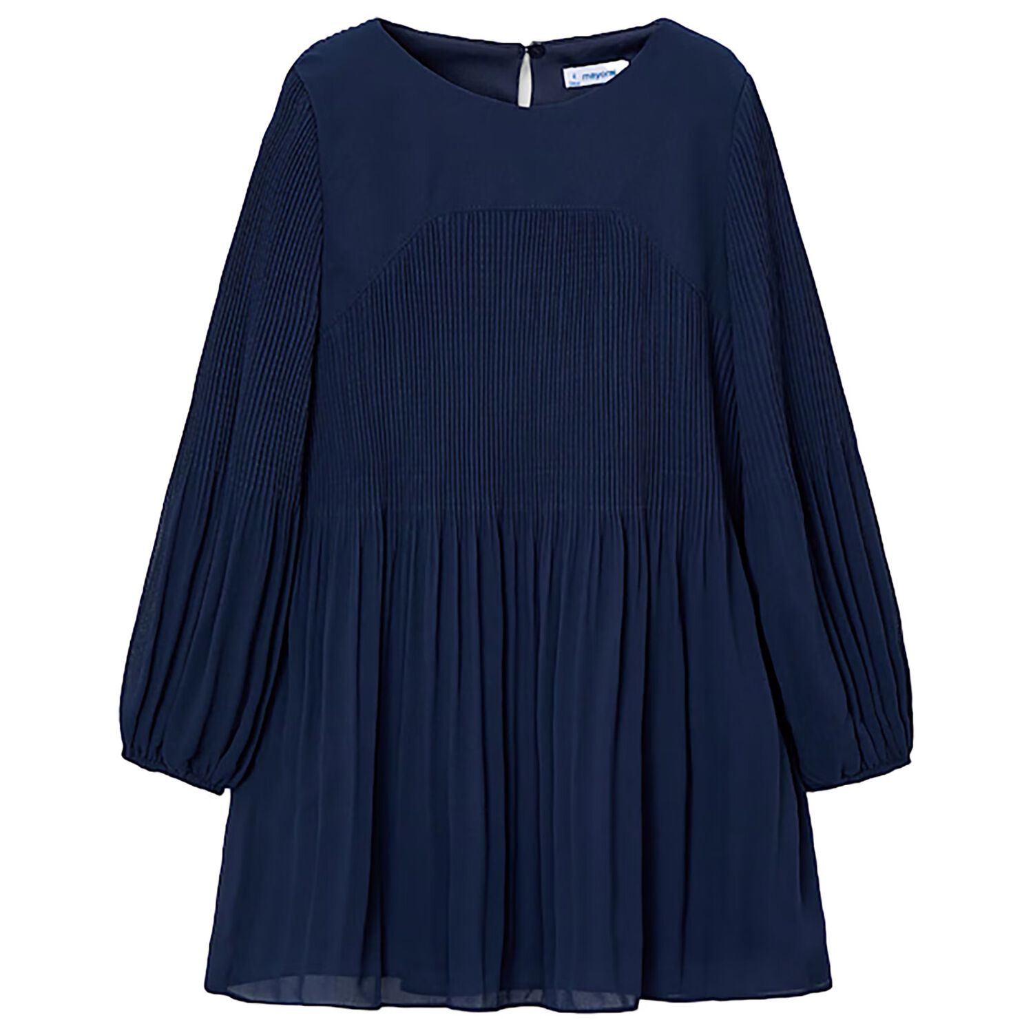 Girls Navy Blue Pleated Dress, 1, hi-res