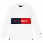 Boys White Logo Polo Shirt, 1, hi-res