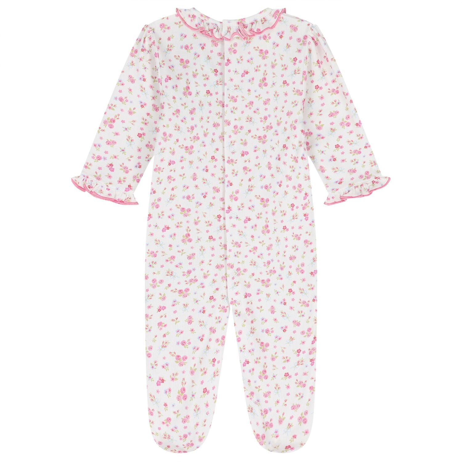 Baby Girls White & Pink Rose Renaissance Babygrow, 1, hi-res