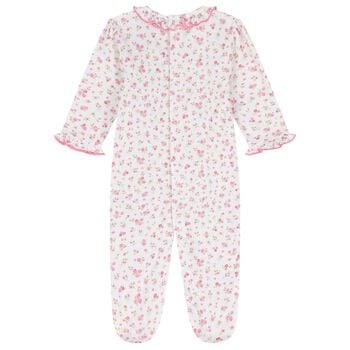 Baby Girls White & Pink Rose Renaissance Babygrow