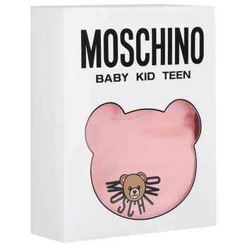 Baby Girls Pink Teddy Bear Logo Babygrow