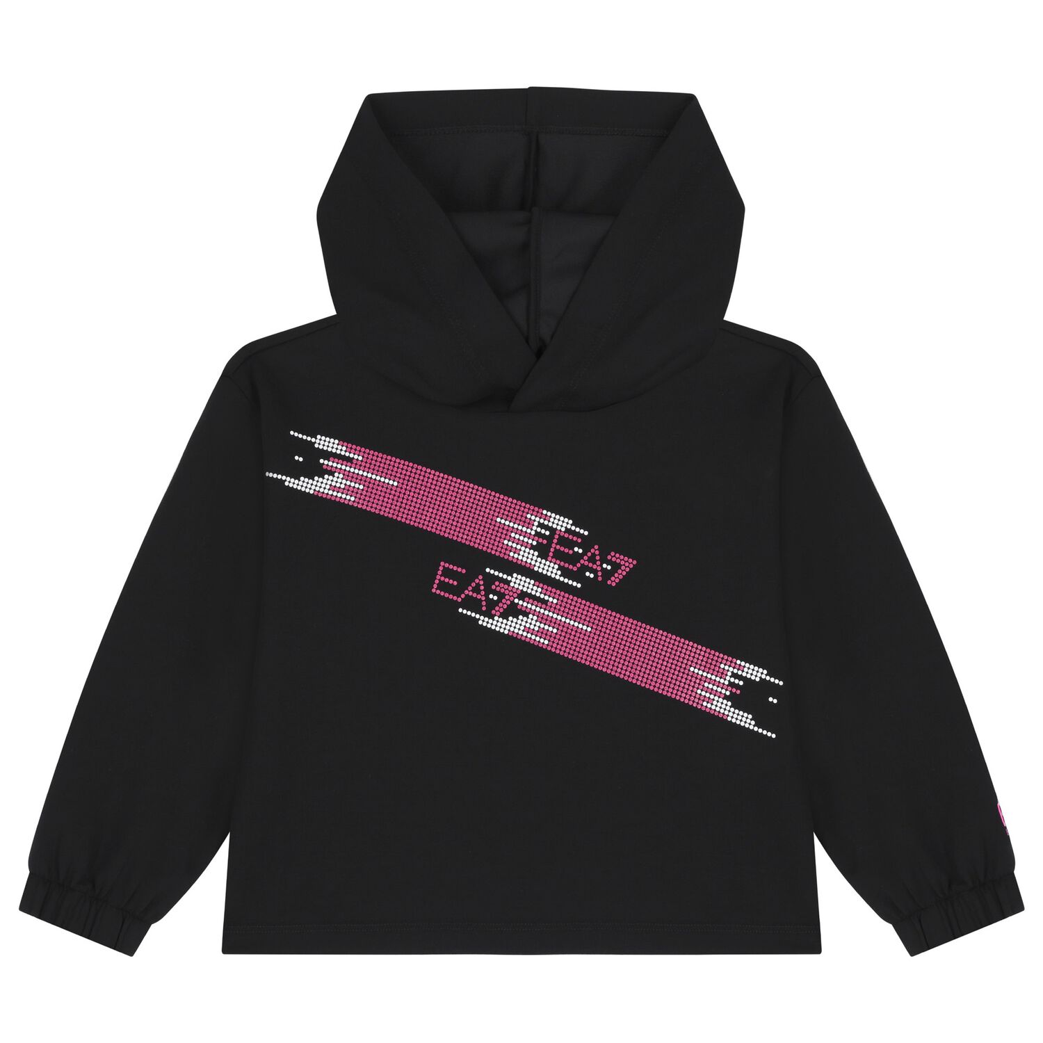 Girls Black Logo Hooded Top, 1, hi-res image number null