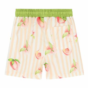 Boys Green, White & Beige Swim Shorts