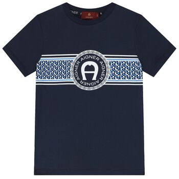 Boys Navy Blue Logo T-Shirt