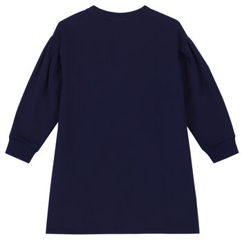 Girls Navy Elephant Logo Dress