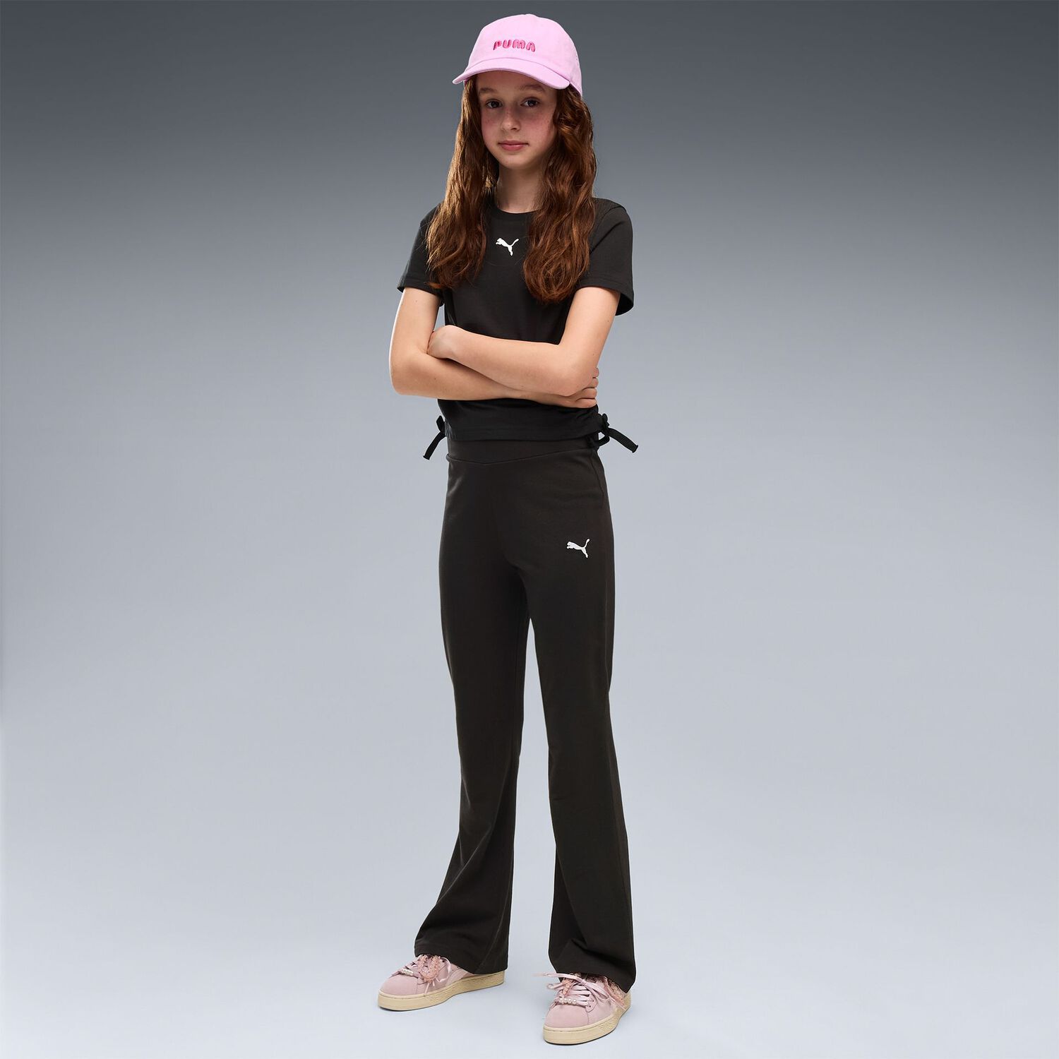 Girls Black Logo Leggings, 1, hi-res