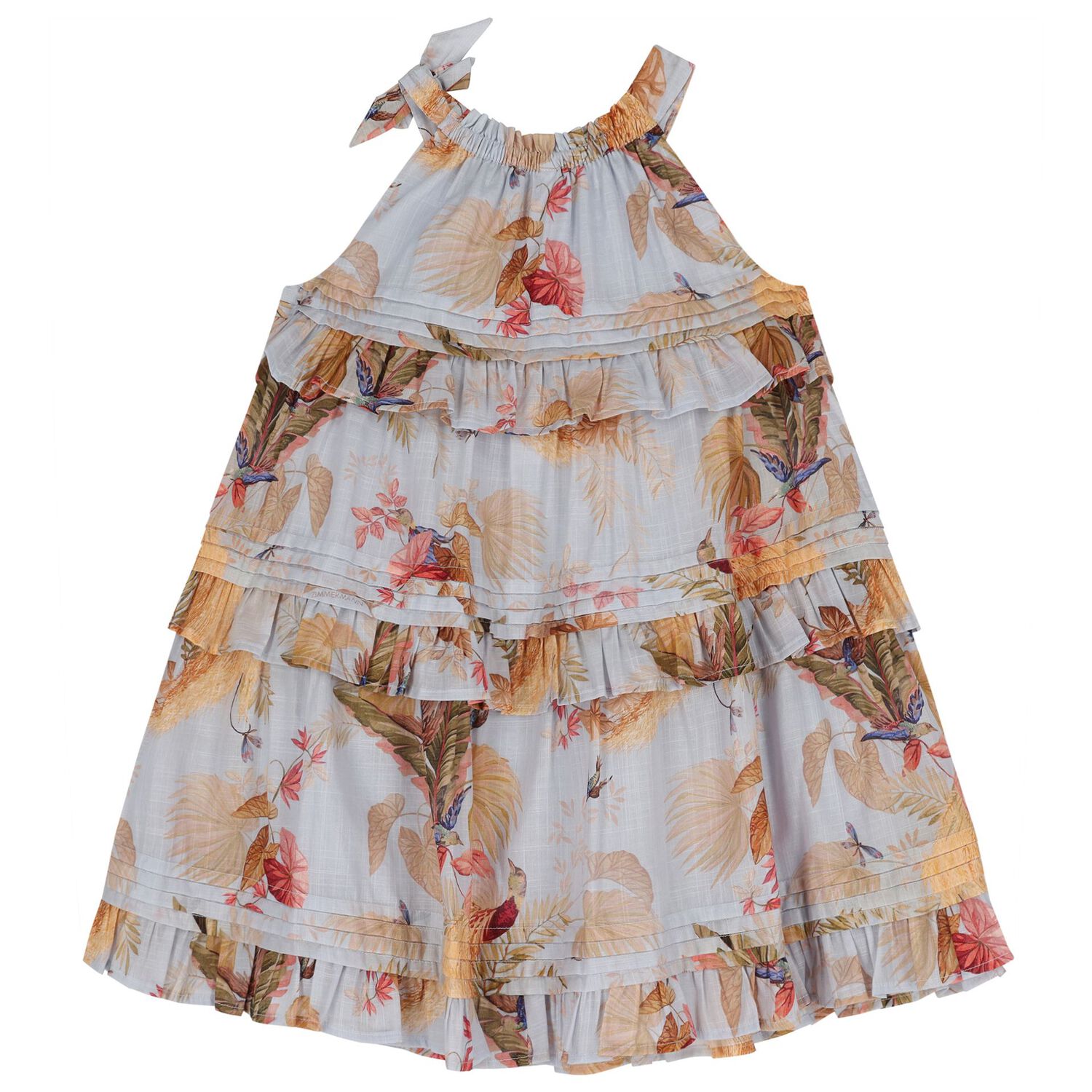 Girls Blue Floral Dress, 1, hi-res