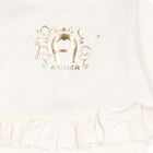 Baby Girls Ivory & Gold Logo Babygrow, 1, hi-res