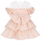 Girls Pink Bow Dress, 1, hi-res