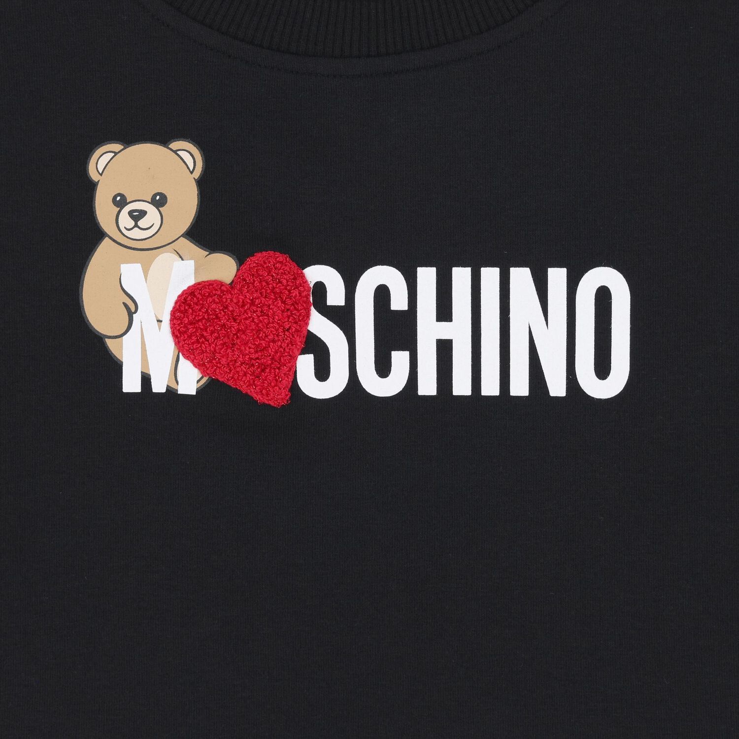 Girls Black Teddy Bear Logo Sweatshirt, 2, hi-res