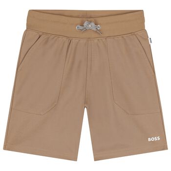 Boys Beige Logo Shorts