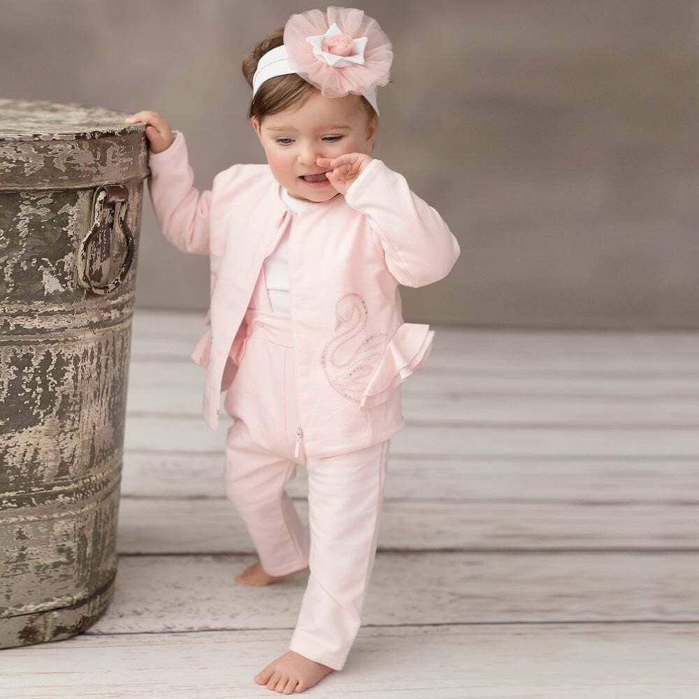 Baby girl pink tracksuit on sale