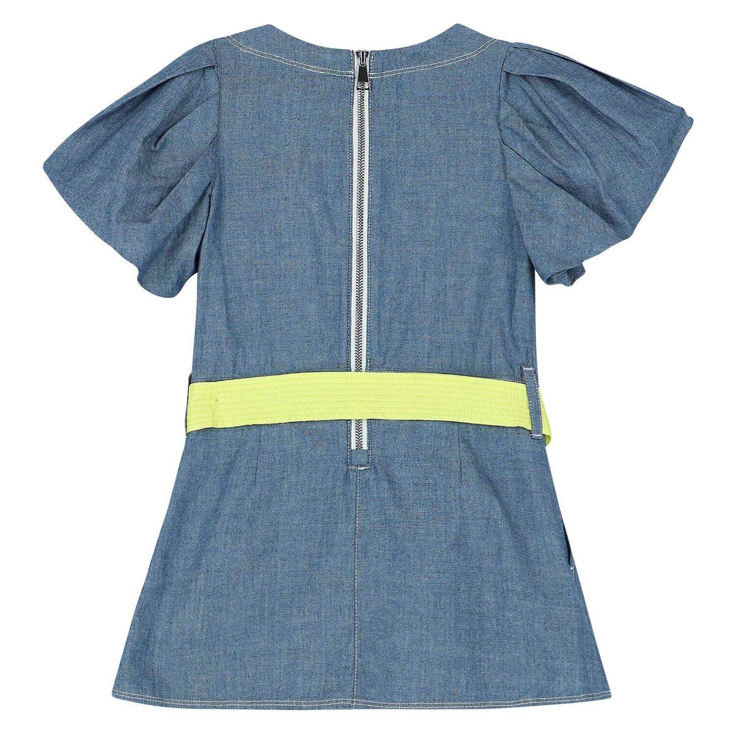 Girls Blue Denim Logo Dress, 1, hi-res