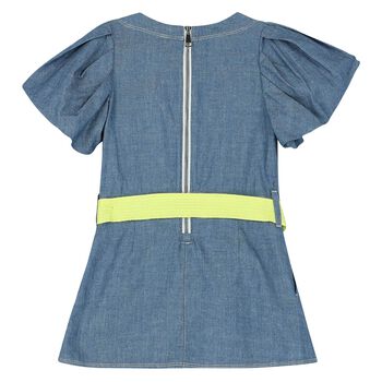 Girls Blue Denim Logo Dress