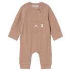 Beige Balloon Motif Ribbed Baby Romper, 4, hi-res