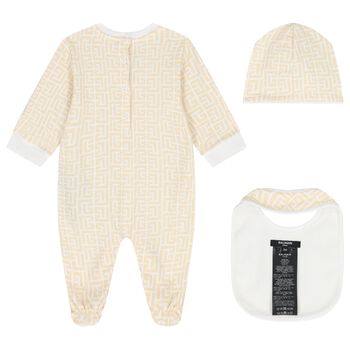 White & Gold Logo Babygrow Gift Set