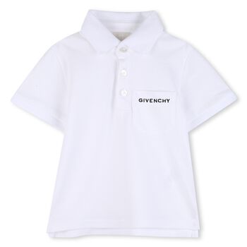Younger Boys White logo Polo Shirt