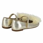 Girls Gold Fur Leather Shoes, 1, hi-res