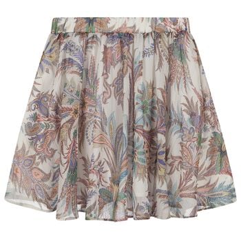 Girls Beige Paisley Skirt
