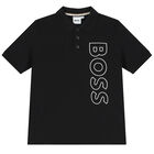 Boys Black Logo Polo Shirt, 5, hi-res