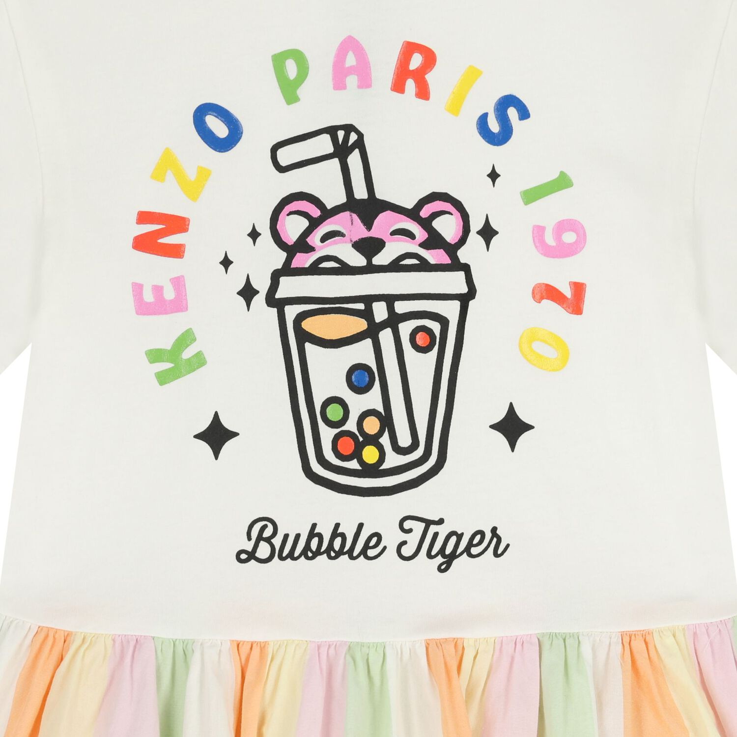 Girls Ivory Bubble Tiger Dress, 1, hi-res
