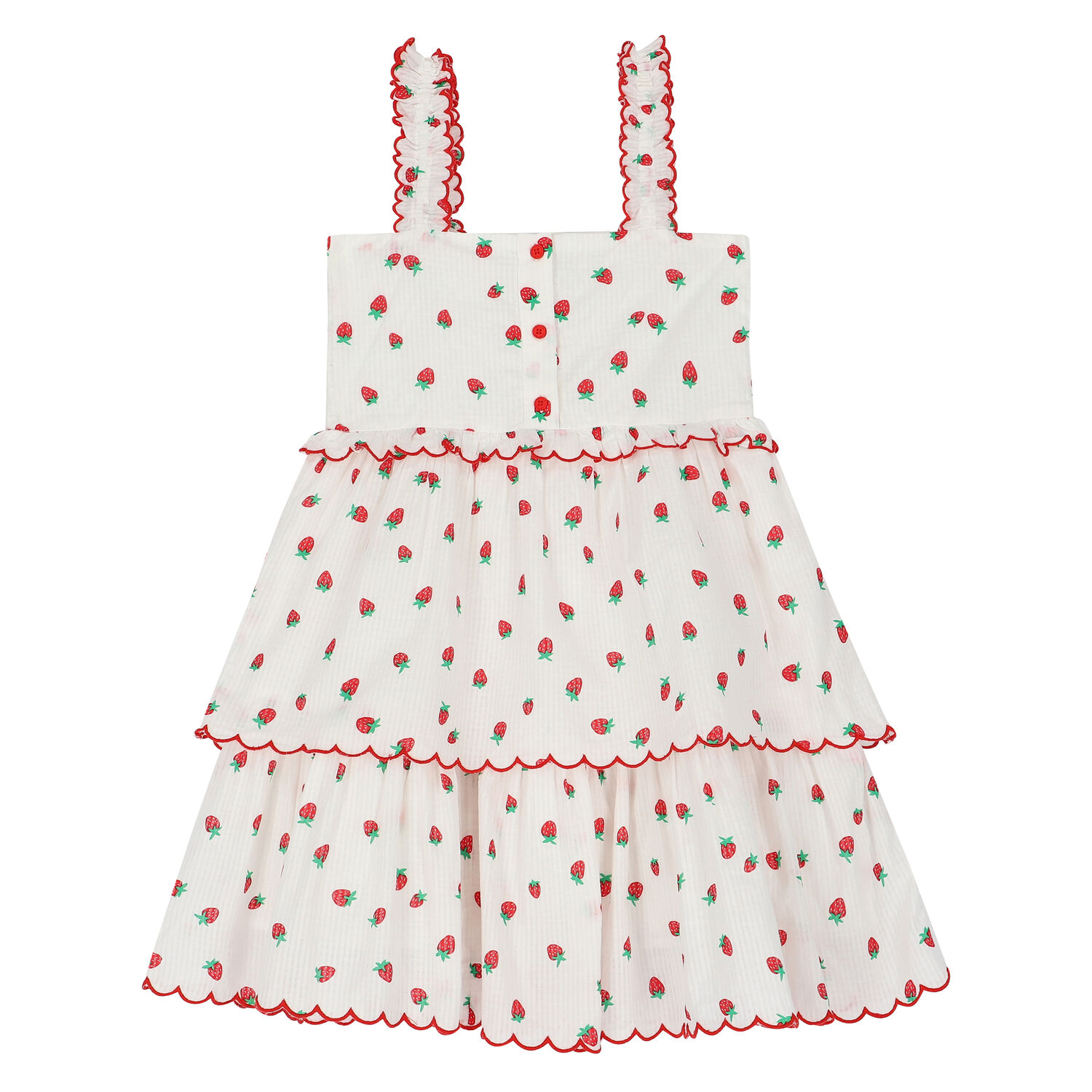 Girls White & Red Strawberry Dress, 1, hi-res image number null