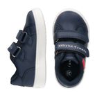 Boys Navy Blue Logo Trainers, 2, hi-res