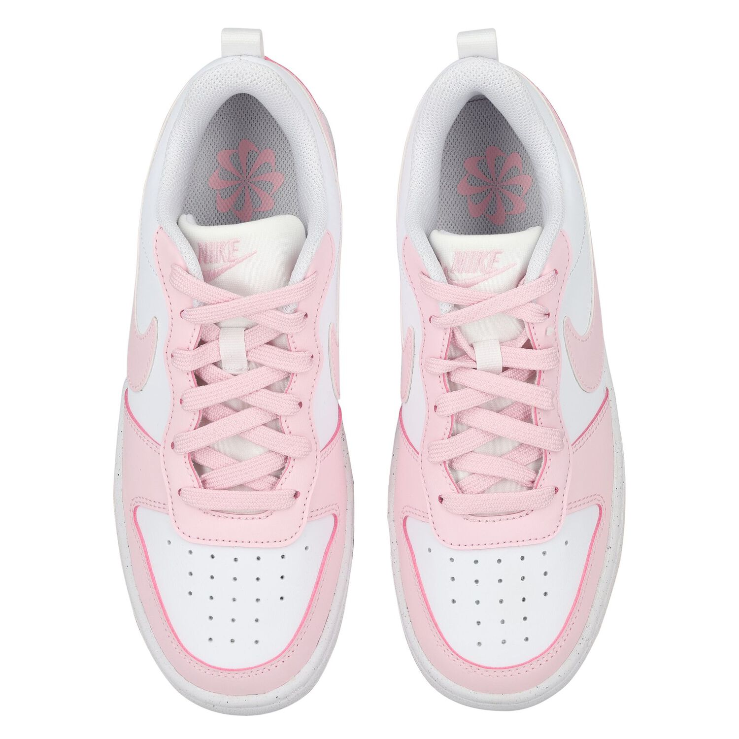 Girls White & Pink Nike Court Borough Low Trainers, 1, hi-res image number null