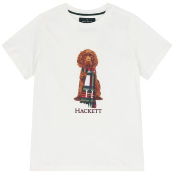 Boys White Dog Logo T-Shirt