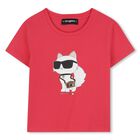 Girls Pink Choupette Logo T-Shirt, 2, hi-res
