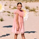 Girls Pink Polka Dot Tulle Dress, 1, hi-res