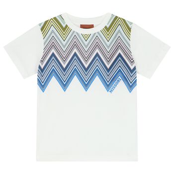 Boys White Zigzag T-Shirt