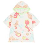 Girls White Hooded Beach Dress, 1, hi-res
