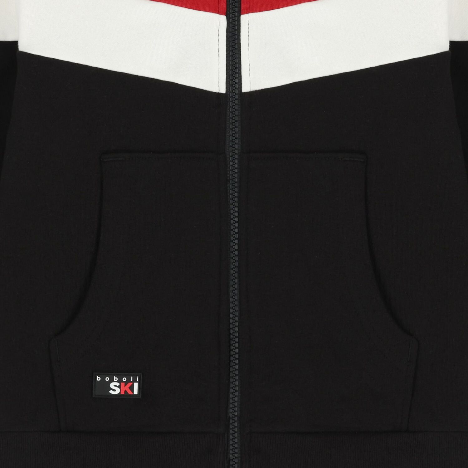 Boys Red, Black & White Hooded Zip Up Top, 1, hi-res