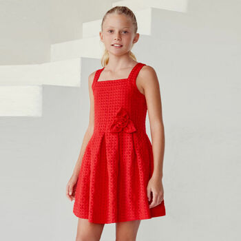 Girls Red Sleeveless Dress