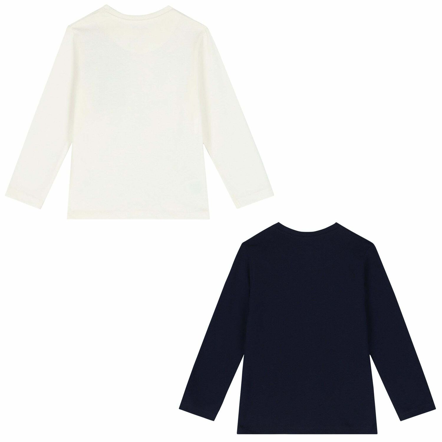Boys Ivory & Navy Long Sleeve Tops ( 2-Pack ), 1, hi-res image number null