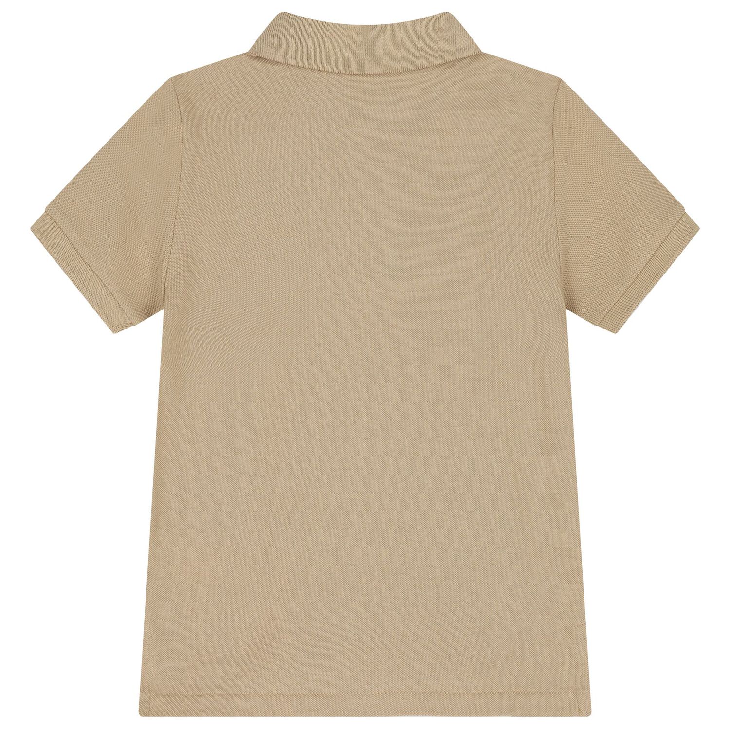 Boys Beige Logo Polo Shirt , 1, hi-res