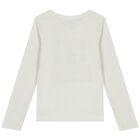 Girls Ivory Embroidered Long Sleeve Top, 1, hi-res