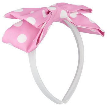 Girls Pink & White Bow Headband