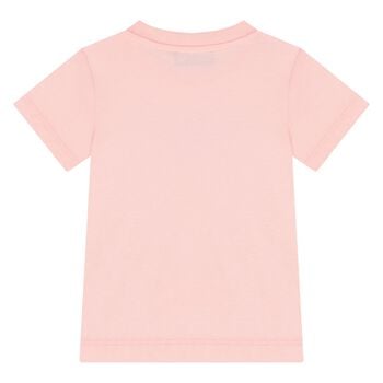 Younger Girls Pink Teddy Bear Logo T-Shirt