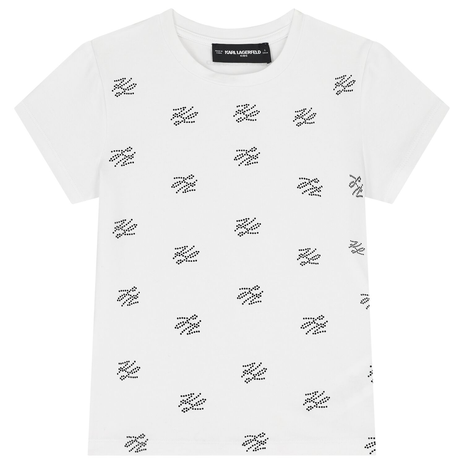 Girls Mini Me White Rhinestones Logo T-Shirt, 1, hi-res