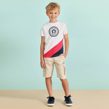Younger Boys White Logo T-Shirt